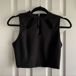 High Neck Crop Top with Chest Cutouts